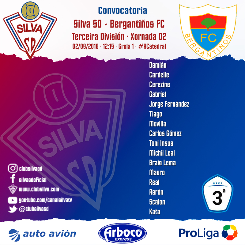 Convocatoria jornada 02: Silva SD – Bergantiños FC