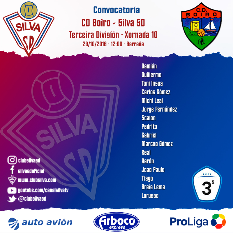 Convocatoria jornada 10: CD Boiro – Silva SD