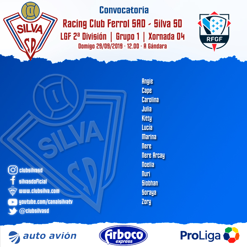 Convocatoria jornada 04: Racing Club Ferrol SAD – #GuerrerasSilvistas