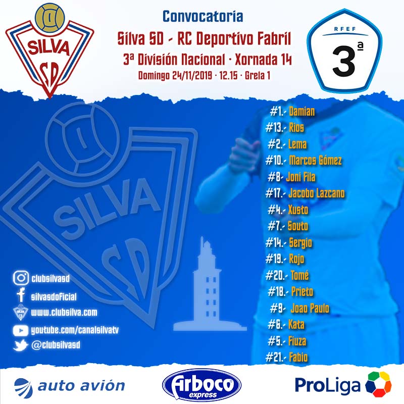 Convocatoria jornada 14: Silva SD – RC Deportivo Fabril
