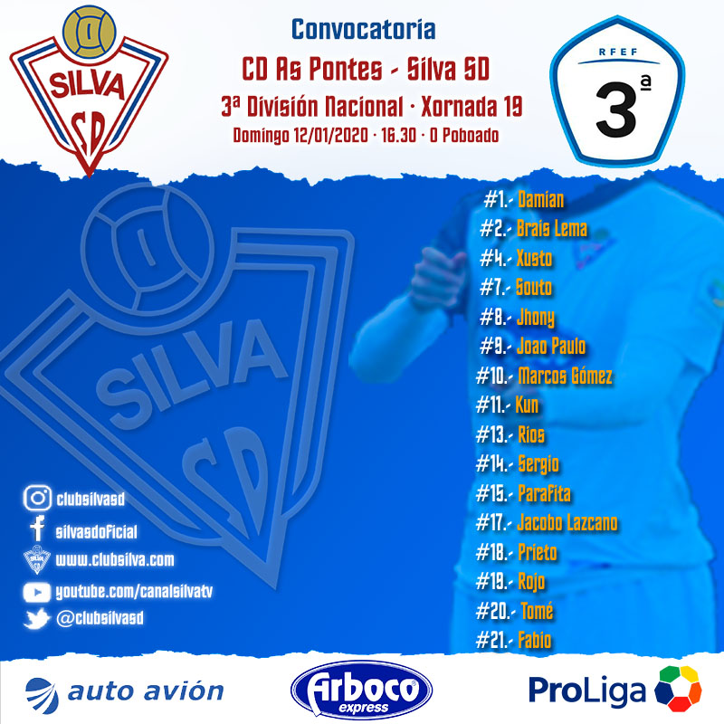 Convocatoria jornada 19: CD As Pontes – Silva SD