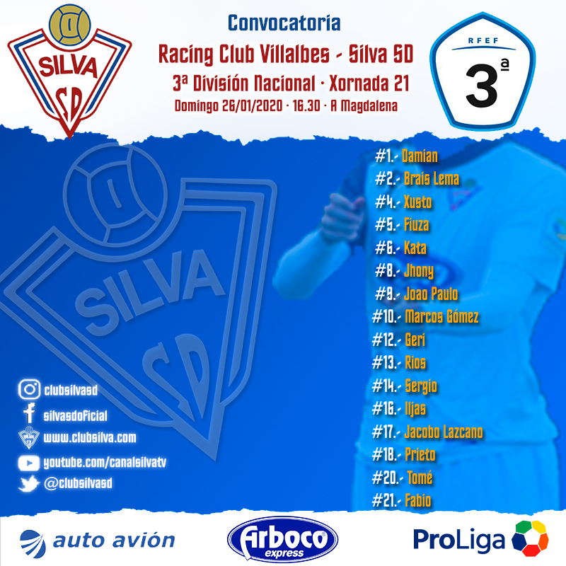 Convocatoria jornada 21: Racing Club Villalbés – Silva SD