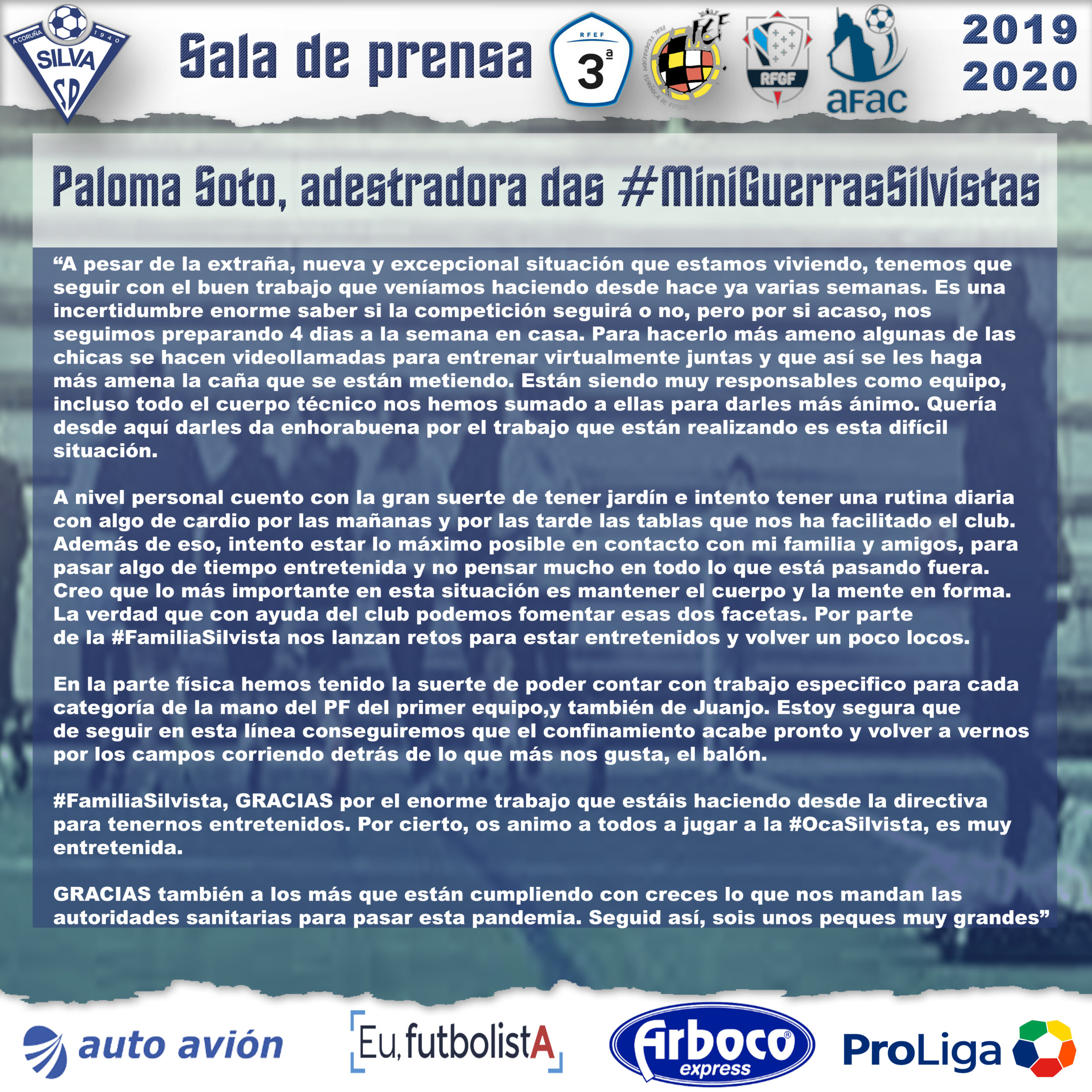 Paloma Soto detalla el trabajo diario de las #MiniGuerrerasSilvistas en este estado de alarma